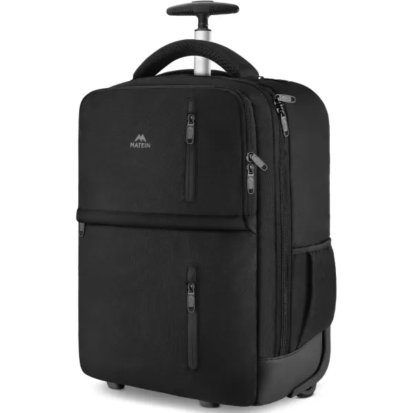imageMATEIN Rolling Backpack Travel Laptop Backpacks with WheelsBlack