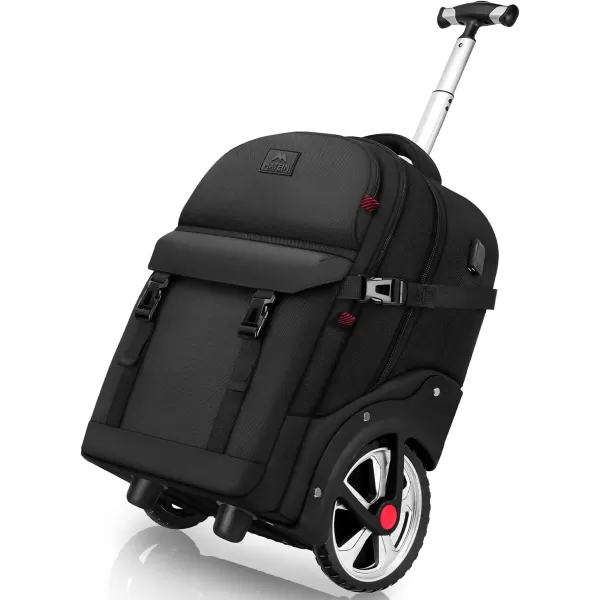 imageMATEIN Rolling Backpack for Adults with Wheels 17 Inch Large Wheeled Backpack with USB Charging Port ampamp Combination Lock Water Resistant Anti Theft Travel Laptop Backpack for Men Work Business Black