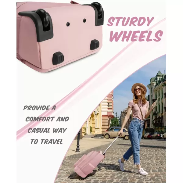imageMATEIN Rolling Backpack for Women 17 Inch Travel Laptop Backpacks with Wheels Large Carry On Business Luggage Roller Backpack Waterproof Trolley Suitcase Overnight College Work Computer Bag PinkPink