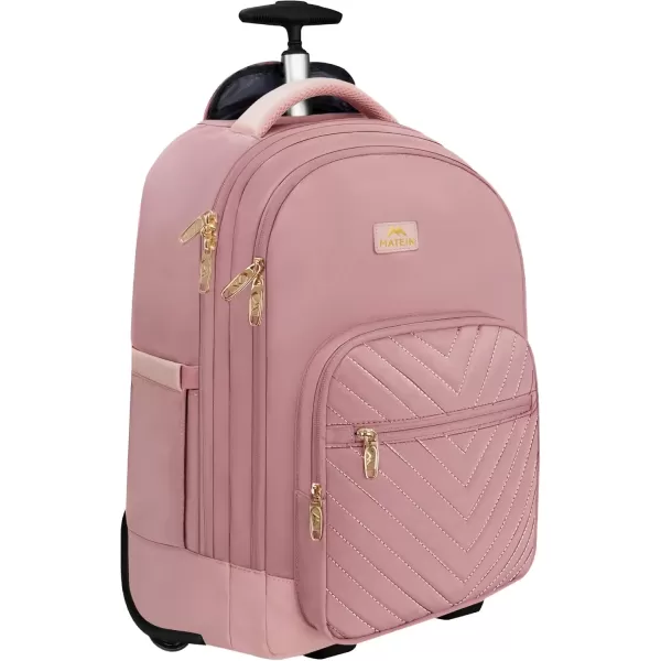 imageMATEIN Rolling Backpack for Women 17 Inch Travel Laptop Backpacks with Wheels Large Carry On Business Luggage Roller Backpack Waterproof Trolley Suitcase Overnight College Work Computer Bag PinkPink