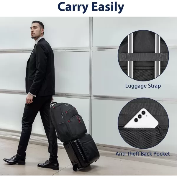 imageMATEIN TSA Friendly Travel Laptop Backpack Airline Approved Water Resistant 173 inch Computer Backpack Extra Large Business Work Backpack with Wet Pocket ampamp USB Hole for Men Black