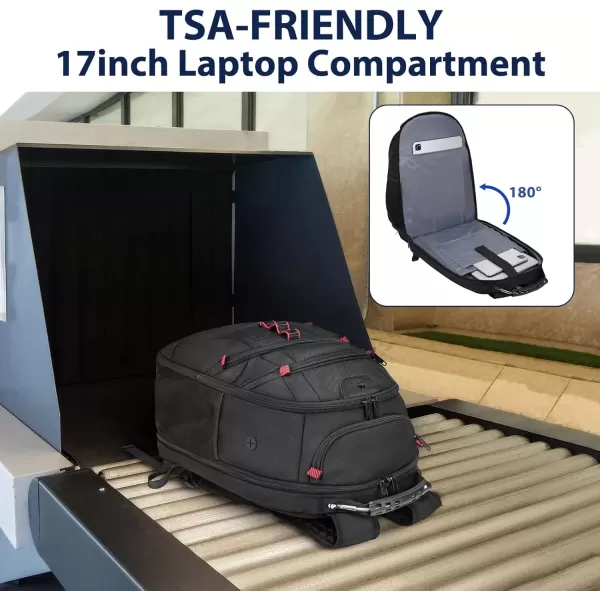 imageMATEIN TSA Friendly Travel Laptop Backpack Airline Approved Water Resistant 173 inch Computer Backpack Extra Large Business Work Backpack with Wet Pocket ampamp USB Hole for Men Black