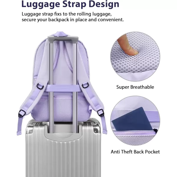 imageMATEIN Travel Laptop Backpack 17 inch Business Flight Approved Carry on Backpack TSA Large Computer Backpack for Men Women with USB Port and Trolley Sleeve College School Tactical Book Bag GreyPurple