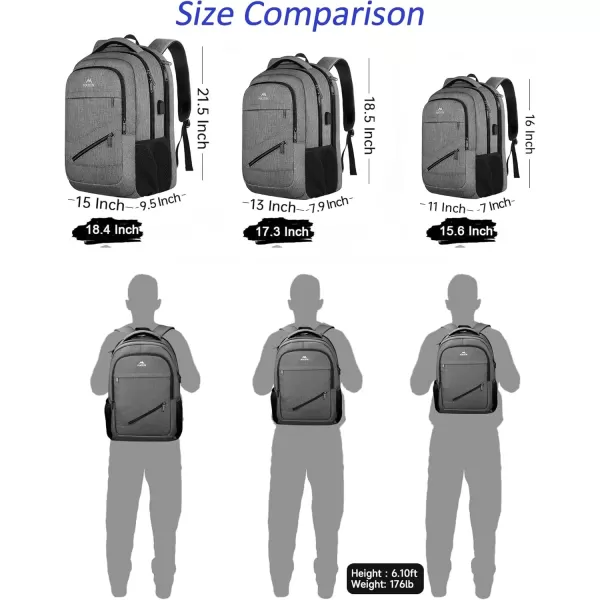 imageMATEIN Travel Laptop Backpack 17 inch Business Flight Approved Carry on Backpack TSA Large Computer Backpack for Men Women with USB Port and Trolley Sleeve College School Tactical Book Bag GreyGrey
