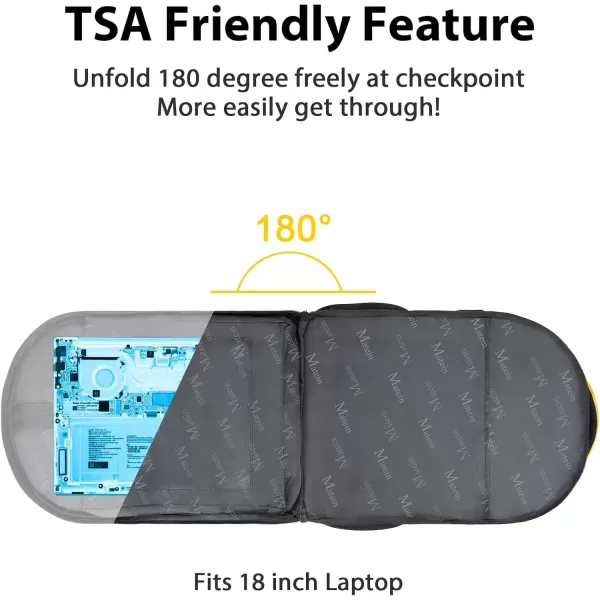 imageMATEIN Travel Laptop Backpack 17 inch Business Flight Approved Carry on Backpack TSA Large Computer Backpack for Men Women with USB Port and Trolley Sleeve College School Tactical Book Bag GreyYellow