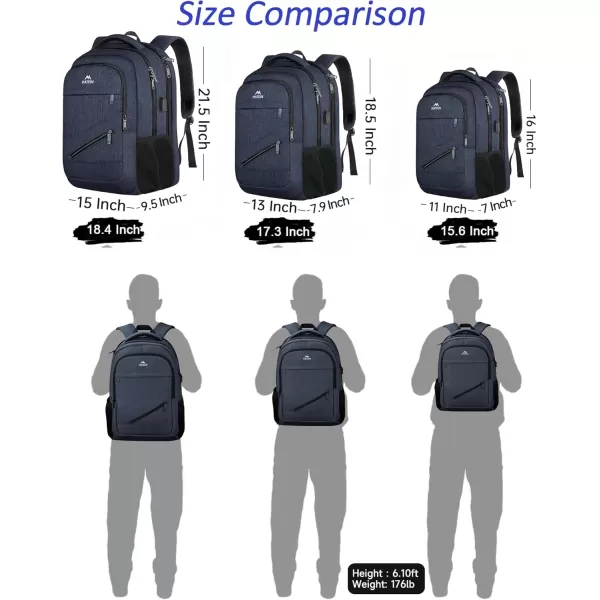 imageMATEIN Travel Laptop Backpack 17 inch Business Flight Approved Carry on Backpack TSA Large Computer Backpack for Men Women with USB Port and Trolley Sleeve College School Tactical Book Bag GreyDark Blue