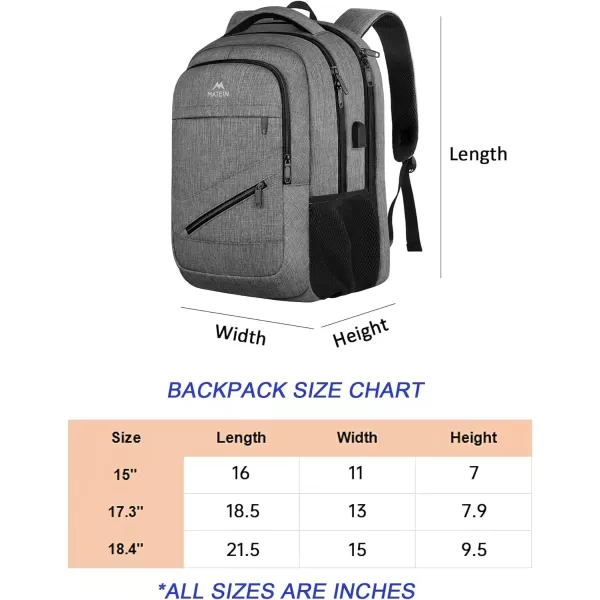 imageMATEIN Travel Laptop Backpack 17 inch Business Flight Approved Carry on Backpack TSA Large Computer Backpack for Men Women with USB Port and Trolley Sleeve College School Tactical Book Bag GreyGrey