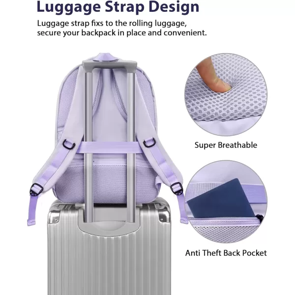 imageMATEIN Travel Laptop Backpack 17 inch Business Flight Approved Carry on Backpack TSA Large Computer Backpack for Men Women with USB Port and Trolley Sleeve College School Tactical Book Bag GreyPurple