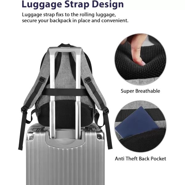 imageMATEIN Travel Laptop Backpack 17 inch Business Flight Approved Carry on Backpack TSA Large Computer Backpack for Men Women with USB Port and Trolley Sleeve College School Tactical Book Bag GreyGrey