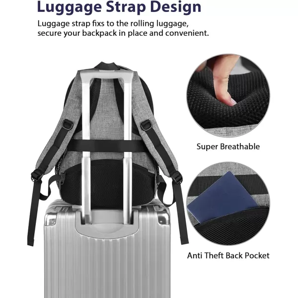 imageMATEIN Travel Laptop Backpack 17 inch Business Flight Approved Carry on Backpack TSA Large Computer Backpack for Men Women with USB Port and Trolley Sleeve College School Tactical Book Bag GreyGrey