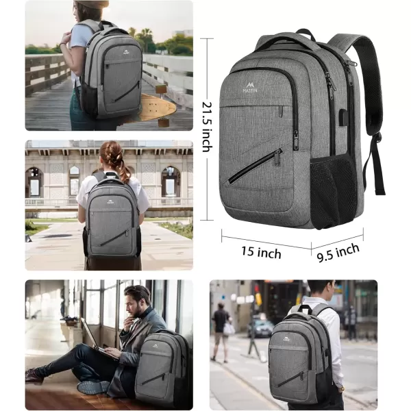 imageMATEIN Travel Laptop Backpack 17 inch Business Flight Approved Carry on Backpack TSA Large Computer Backpack for Men Women with USB Port and Trolley Sleeve College School Tactical Book Bag GreyGrey