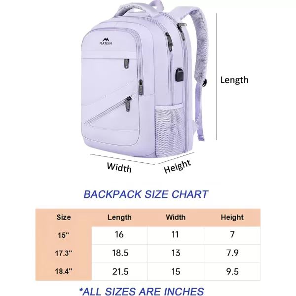 imageMATEIN Travel Laptop Backpack 17 inch Business Flight Approved Carry on Backpack TSA Large Computer Backpack for Men Women with USB Port and Trolley Sleeve College School Tactical Book Bag GreyPurple