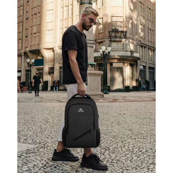 imageMATEIN Travel Laptop Backpack 17 inch Business Flight Approved Carry on Backpack TSA Large Computer Backpack for Men Women with USB Port and Trolley Sleeve College School Tactical Book Bag GreyBlack