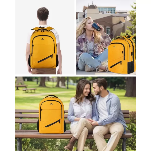 imageMATEIN Travel Laptop Backpack 17 inch Business Flight Approved Carry on Backpack TSA Large Computer Backpack for Men Women with USB Port and Trolley Sleeve College School Tactical Book Bag GreyYellow