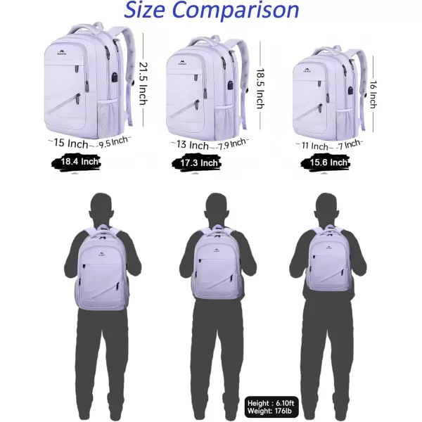 imageMATEIN Travel Laptop Backpack 17 inch Business Flight Approved Carry on Backpack TSA Large Computer Backpack for Men Women with USB Port and Trolley Sleeve College School Tactical Book Bag GreyPurple