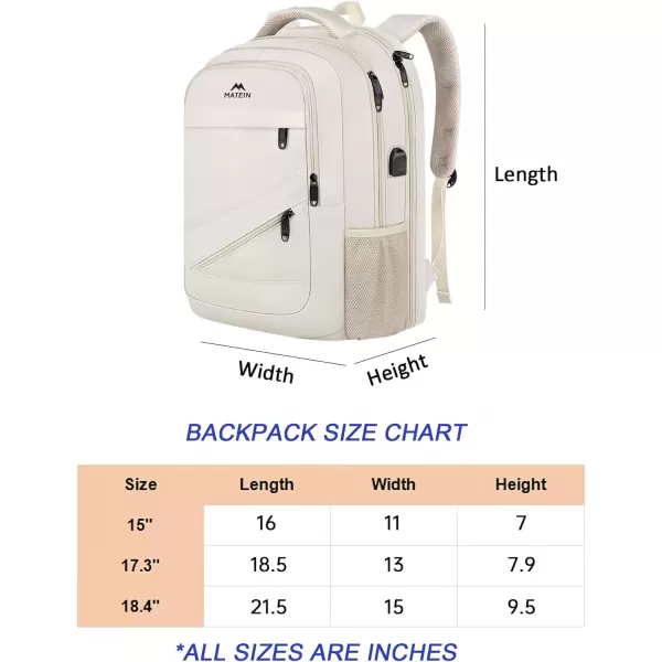 imageMATEIN Travel Laptop Backpack 17 inch Business Flight Approved Carry on Backpack TSA Large Computer Backpack for Men Women with USB Port and Trolley Sleeve College School Tactical Book Bag GreyBeige
