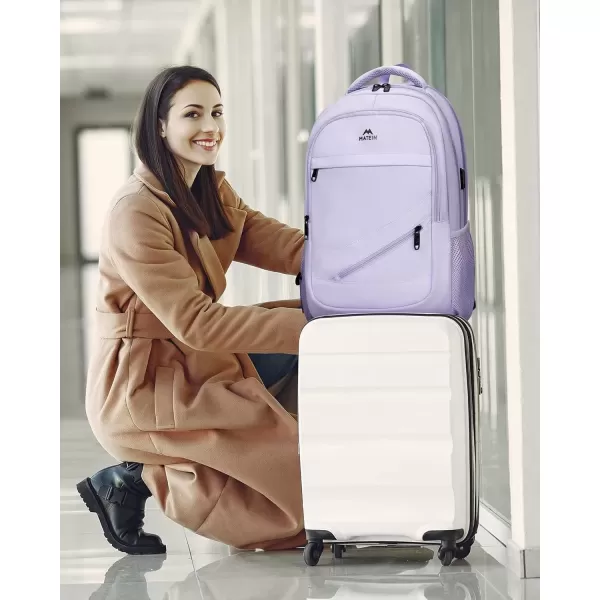 imageMATEIN Travel Laptop Backpack 17 inch Business Flight Approved Carry on Backpack TSA Large Computer Backpack for Men Women with USB Port and Trolley Sleeve College School Tactical Book Bag GreyPurple