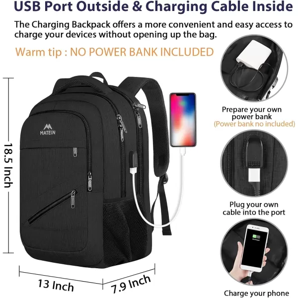 imageMATEIN Travel Laptop Backpack 17 inch Business Flight Approved Carry on Backpack TSA Large Computer Backpack for Men Women with USB Port and Trolley Sleeve College School Tactical Book Bag GreyBlack