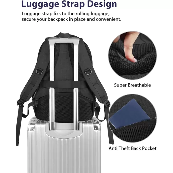 imageMATEIN Travel Laptop Backpack 17 inch Business Flight Approved Carry on Backpack TSA Large Computer Backpack for Men Women with USB Port and Trolley Sleeve College School Tactical Book Bag GreyBlack