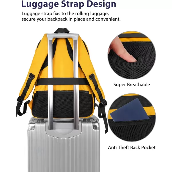 imageMATEIN Travel Laptop Backpack 17 inch Business Flight Approved Carry on Backpack TSA Large Computer Backpack for Men Women with USB Port and Trolley Sleeve College School Tactical Book Bag GreyYellow
