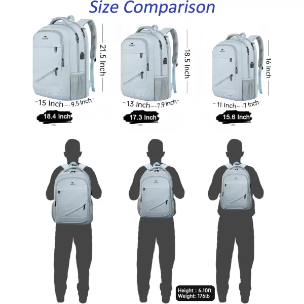 imageMATEIN Travel Laptop Backpack 17 inch Business Flight Approved Carry on Backpack TSA Large Computer Backpack for Men Women with USB Port and Trolley Sleeve College School Tactical Book Bag GreyBlue