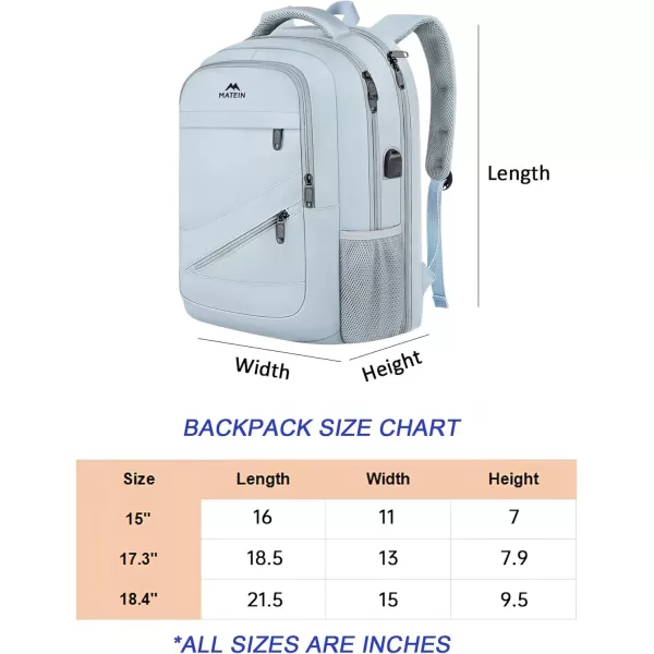 imageMATEIN Travel Laptop Backpack 17 inch Business Flight Approved Carry on Backpack TSA Large Computer Backpack for Men Women with USB Port and Trolley Sleeve College School Tactical Book Bag GreyBlue