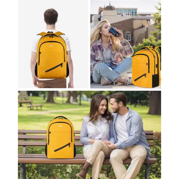 imageMATEIN Travel Laptop Backpack 17 inch Business Flight Approved Carry on Backpack TSA Large Computer Backpack for Men Women with USB Port and Trolley Sleeve College School Tactical Book Bag GreyYellow