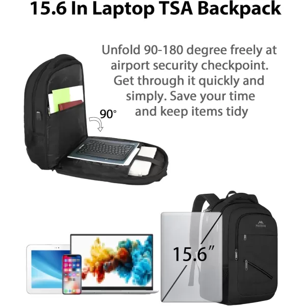 imageMATEIN Travel Laptop Backpack 17 inch Business Flight Approved Carry on Backpack TSA Large Computer Backpack for Men Women with USB Port and Trolley Sleeve College School Tactical Book Bag GreyBlack