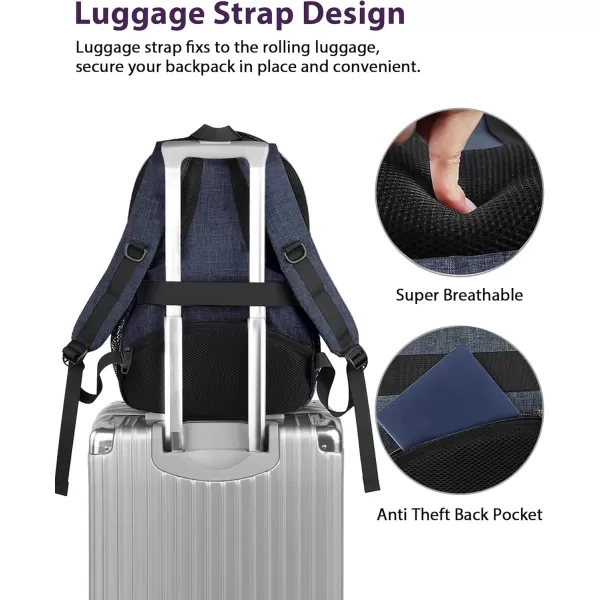 imageMATEIN Travel Laptop Backpack 17 inch Business Flight Approved Carry on Backpack TSA Large Computer Backpack for Men Women with USB Port and Trolley Sleeve College School Tactical Book Bag GreyDark Blue