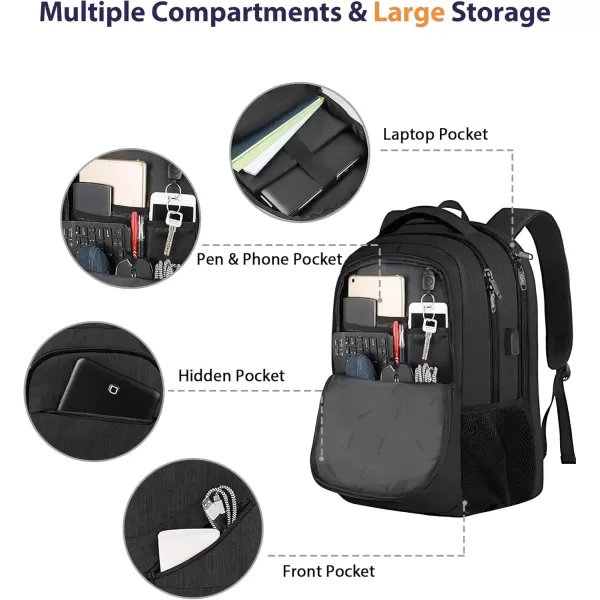 imageMATEIN Travel Laptop Backpack 17 inch Business Flight Approved Carry on Backpack TSA Large Computer Backpack for Men Women with USB Port and Trolley Sleeve College School Tactical Book Bag GreyBlack