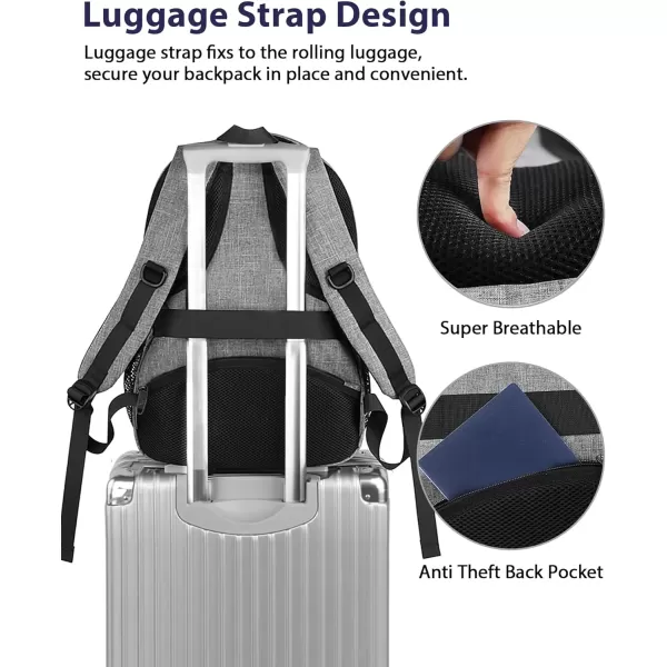 imageMATEIN Travel Laptop Backpack 17 inch Business Flight Approved Carry on Backpack TSA Large Computer Backpack for Men Women with USB Port and Trolley Sleeve College School Tactical Book Bag GreyGrey