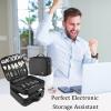 imageMATEIN Cable Organizer Bag Waterproof Travel Electronic Storage with Adjustable Divider Shockproof Portable Double Layer Tech Bag Carrying Case for Cord Earbuds Charger SD Card Tech Gifts BlackBlack