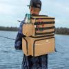 imageMATEIN Fishing Backpack Water Resistant Fishing Tackle Box Bag with Rod Holders ampamp Cooler Gear Gifts for MenKhaki  Large