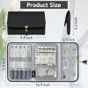 imageMATEIN Jewelry Organizer for Travel Womens PU Leather Large Jewerly Holder with Tassel Travel Necklace Earring Ring Bracelet Storage Case PurpleBlack