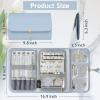 imageMATEIN Jewelry Organizer for Travel Womens PU Leather Large Jewerly Holder with Tassel Travel Necklace Earring Ring Bracelet Storage Case PurpleBlue