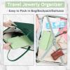 imageMATEIN Jewelry Organizer for Travel Womens PU Leather Large Jewerly Holder with Tassel Travel Necklace Earring Ring Bracelet Storage Case PurpleGreen