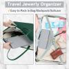 imageMATEIN Jewelry Organizer for Travel Womens PU Leather Large Jewerly Holder with Tassel Travel Necklace Earring Ring Bracelet Storage Case PurpleGrey