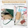 imageMATEIN Jewelry Organizer for Travel Womens PU Leather Large Jewerly Holder with Tassel Travel Necklace Earring Ring Bracelet Storage Case PurpleLight Brown