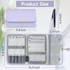 imageMATEIN Jewelry Organizer for Travel Womens PU Leather Large Jewerly Holder with Tassel Travel Necklace Earring Ring Bracelet Storage Case PurplePurple
