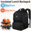 imageMATEIN Lunch Backpack for Men Work 17 Inch Insulated Cooler Backpack Lunch Box with USB Charging Port Water Resistant Laptop Backpack Computer Bag Meal Prep Backpack for Picnic College Travel BlackBlack