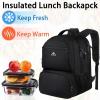 imageMATEIN Lunch Backpack for Men Work 17 Inch Insulated Cooler Backpack Lunch Box with USB Charging Port Water Resistant Laptop Backpack Computer Bag Meal Prep Backpack for Picnic College Travel BlackBlack