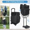 imageMATEIN Rolling Tackle Box with Cooler Large Fishing Bag with Wheels for 5 TraysTrays Not Included Saltwater Resistant Tackle Backpack with Rod HoldersampampWaterproof Bottom for Storage Gear Pole Lures