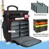 imageMATEIN Rolling Tackle Box with Cooler Large Fishing Bag with Wheels for 5 TraysTrays Not Included Saltwater Resistant Tackle Backpack with Rod HoldersampampWaterproof Bottom for Storage Gear Pole Lures