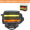 imageMATEIN Tackle Bag with Cooler ampamp Rod Holder Fishing Gifts for Men Unique Saltwater Resistant Waterproof Fishing Tackle Storage Carrying Case with Shoulder Strap for Trays and Fish Gear Black