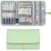 imageMATEIN Jewelry Organizer for Travel Womens PU Leather Large Jewerly Holder with Tassel Travel Necklace Earring Ring Bracelet Storage Case PurpleGreen