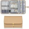 imageMATEIN Jewelry Organizer for Travel Womens PU Leather Large Jewerly Holder with Tassel Travel Necklace Earring Ring Bracelet Storage Case PurpleLight Brown