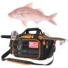 imageMATEIN Tackle Bag with Cooler ampamp Rod Holder Fishing Gifts for Men Unique Saltwater Resistant Waterproof Fishing Tackle Storage Carrying Case with Shoulder Strap for Trays and Fish Gear Black