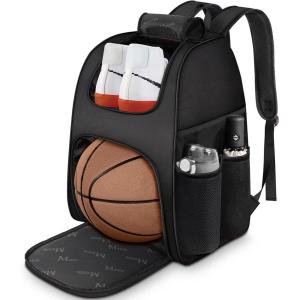 imageMATEIN Basketball Bag Sturdy Soccer Bag with Ball Holder ampamp Shoe Compartment Large Basketball Backpack for Training Equipment Water Resistant Sports Ball Bags Fits Volleyball Football ColorfulBlack