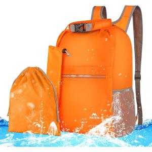 imageMATEIN Dry Bag Marine Dry Sack Waterproof Backpack with Wet Bags for Kayaking Floating Swimming Boating Lightweight Paddle Board Casual Daypack for Hiking Camping 2pcs Set Friendship Gifts Orange