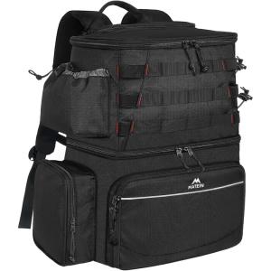imageMATEIN Fishing Backpack Water Resistant Fishing Tackle Box Bag with Rod Holders ampamp Cooler Gear Gifts for MenBlack  Large